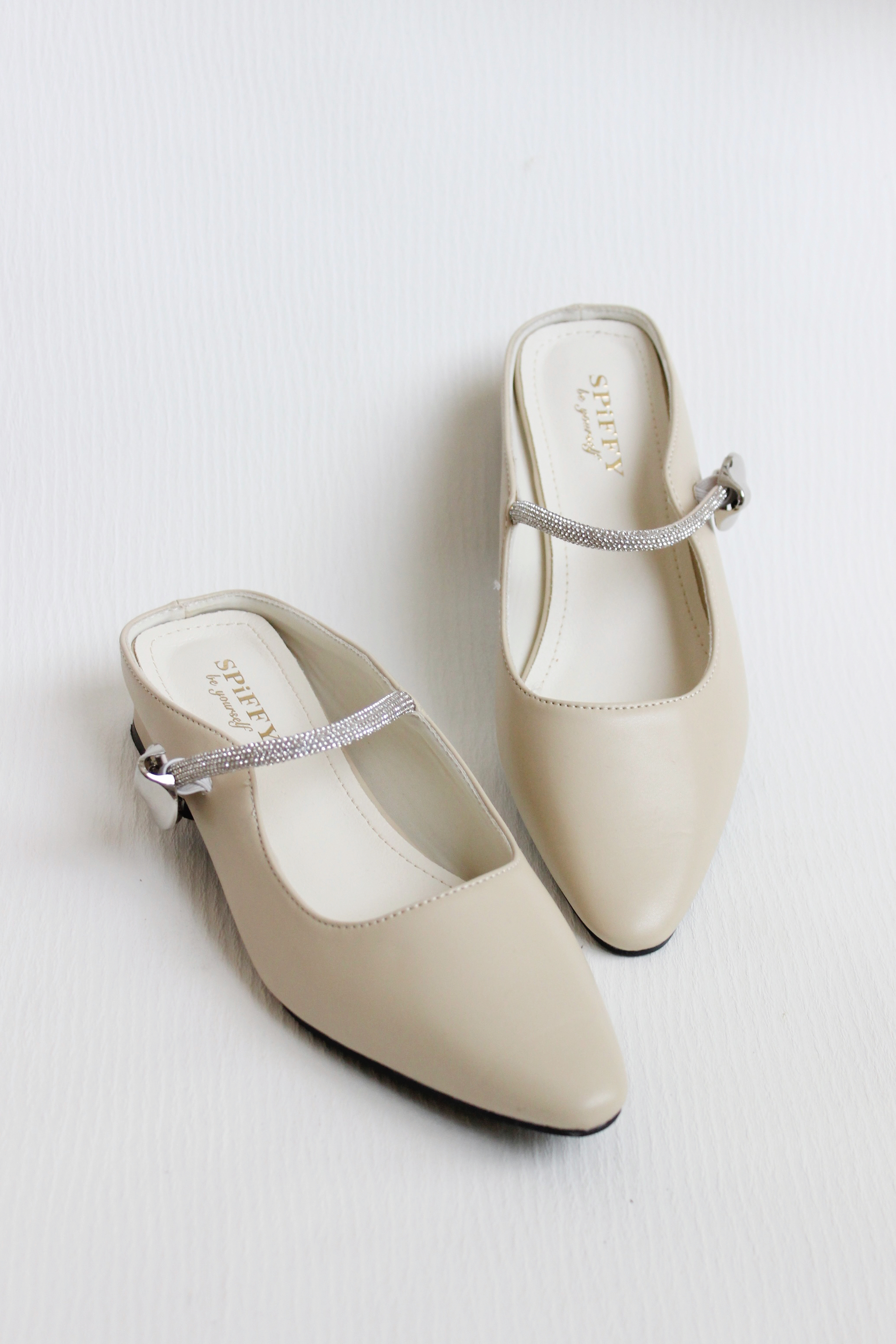 Cleona Crystal Embellished Mules in Khaki- SH086KHA