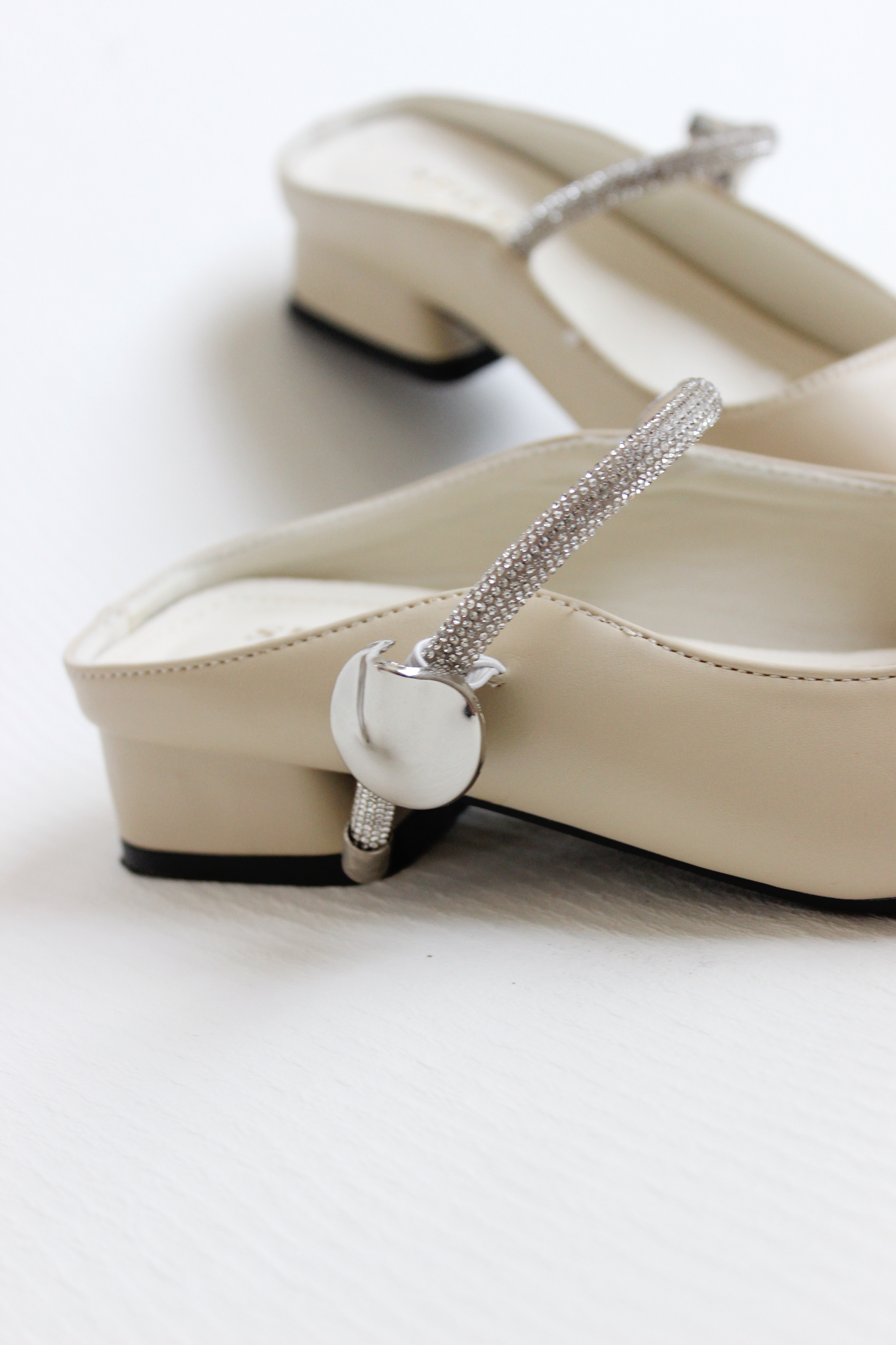 Cleona Crystal Embellished Mules in Khaki- SH086KHA