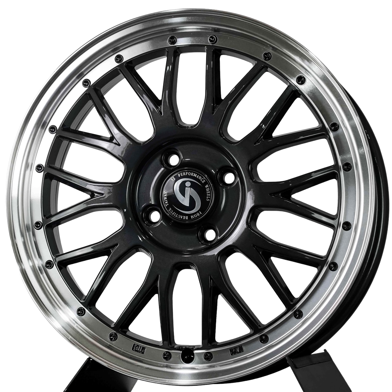 【輕量化鋁圈】SG-01 16吋  亮黑灰車邊鋁圈｜4/100｜ET40｜深唇賽車風格   J space專用 16吋鋁圈 四入組