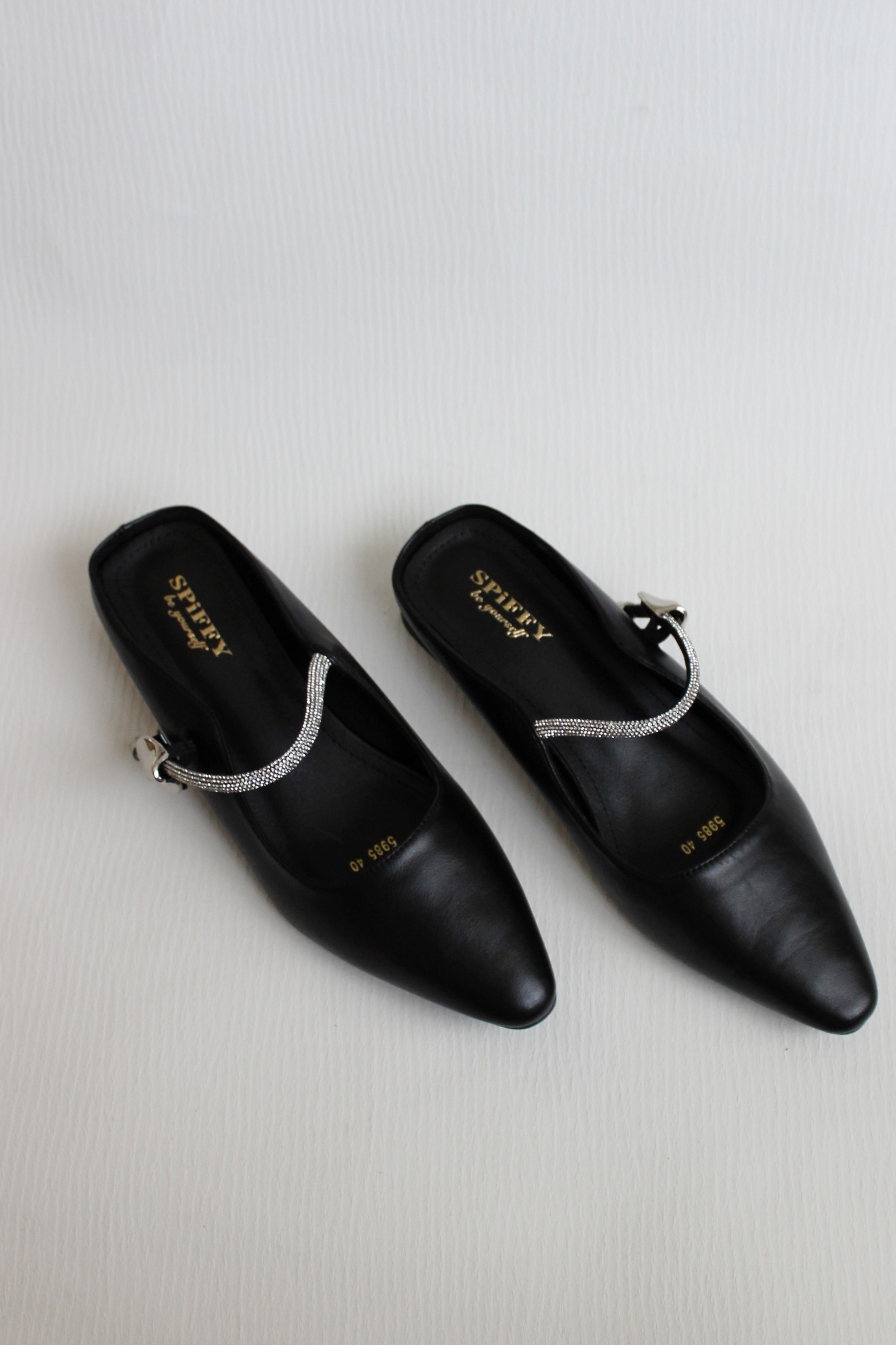 Cleona Crystal Embellished Mules in Black - SH086BLK