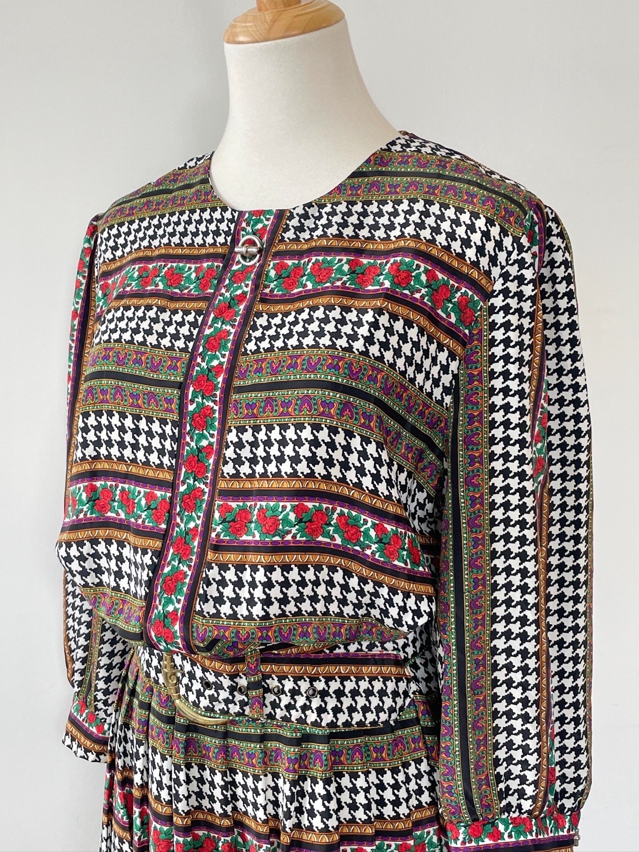 美國製千鳥花園中袖連身裙