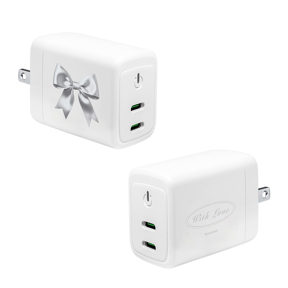 coco樣專用 TOXOXO™】質感設計｜緞光蝴蝶結：GaN 40W Type-C雙孔充電頭｜3C配件