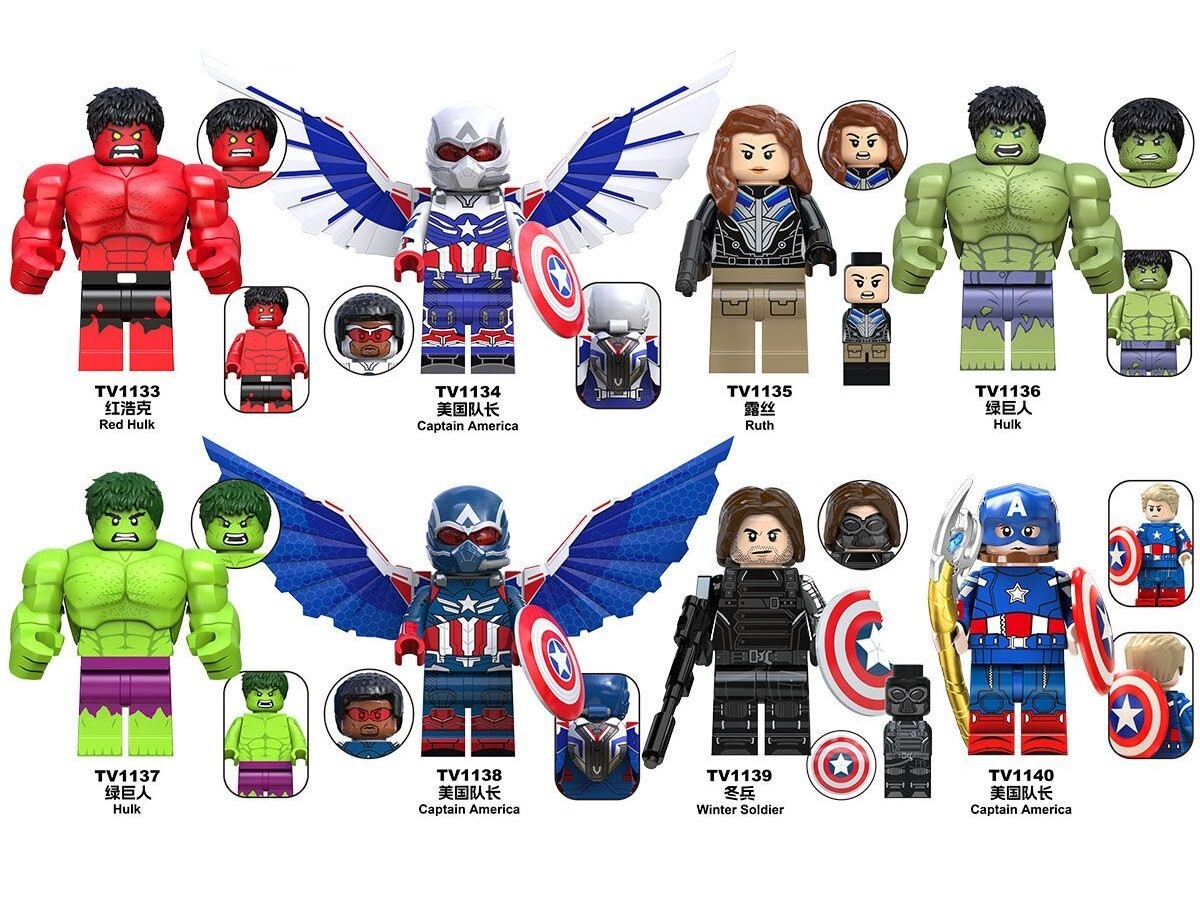 Captain America Hulk Custom Minifigures Set Fit Lego TV6216