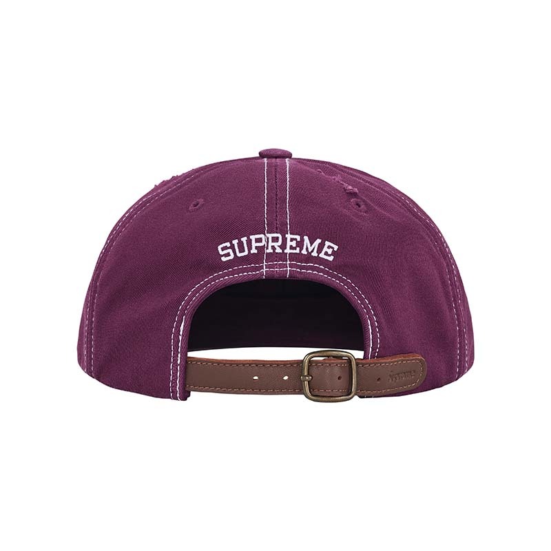 Supreme Heavy Chino 6-Panel 做舊 六片帽 酒紅 FW25H9-DE [台灣現貨]