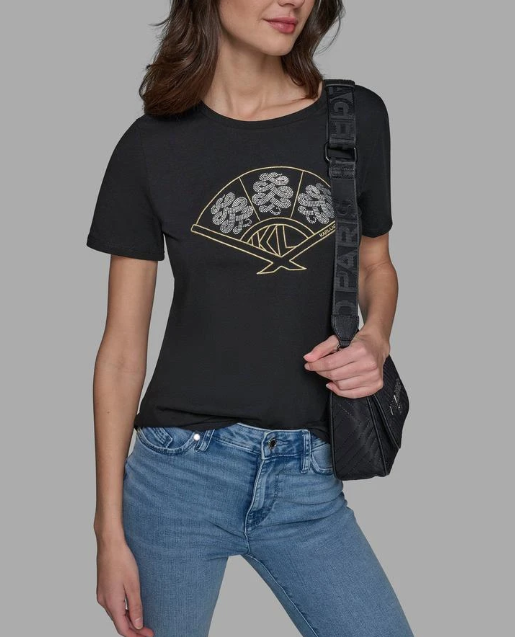 [S] KARL LAGERFELD BLACK LUNAR NEW YEAR FAN TEE, L4WHD064-BLK (SKL1225)