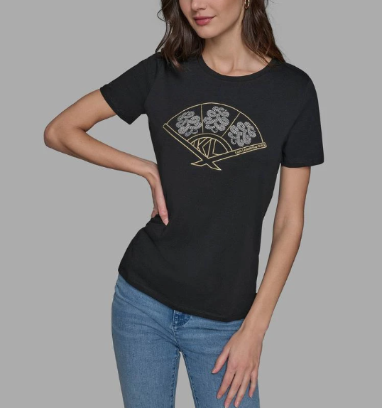 [S] KARL LAGERFELD BLACK LUNAR NEW YEAR FAN TEE, L4WHD064-BLK (SKL1225)