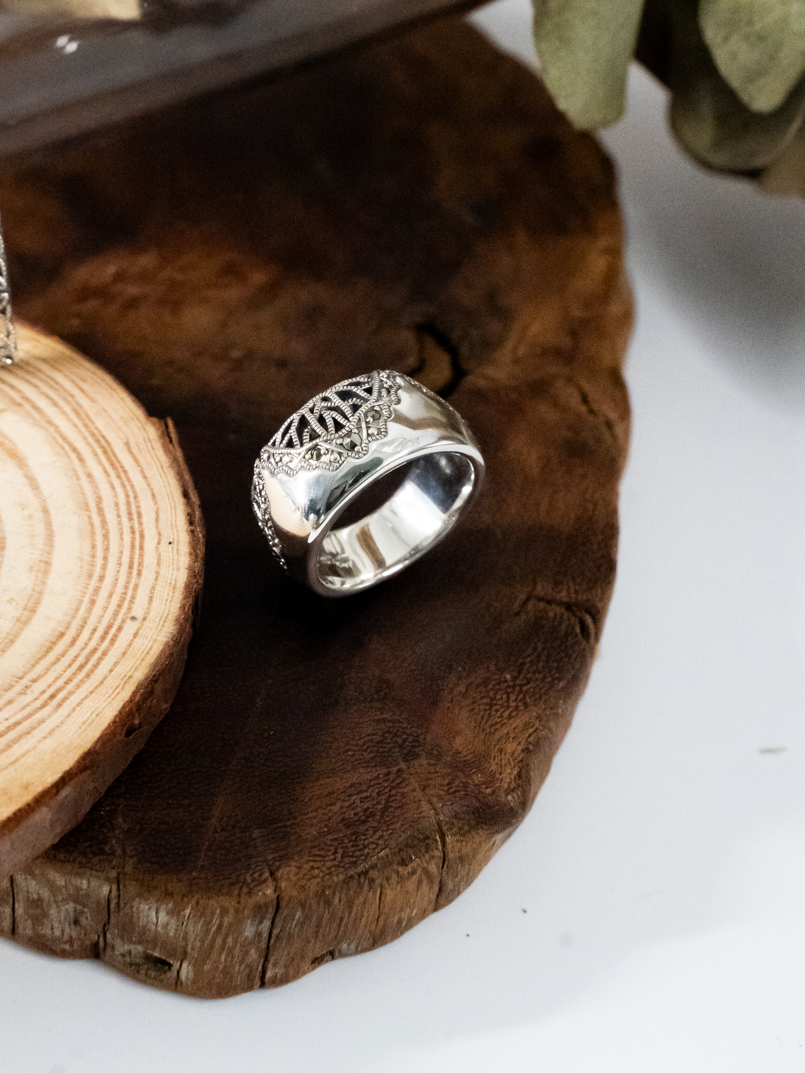 簡約銀飾蕾絲戒指（OP2197）