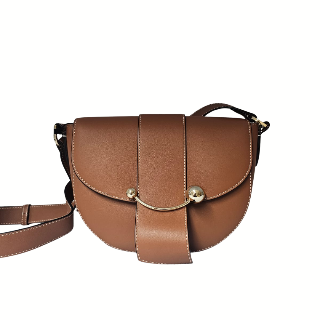 1SA0730-163 STRATHBERRY Crescent Satchel Leather - Chestnut #20232-100-563-455 (B-EU-E)