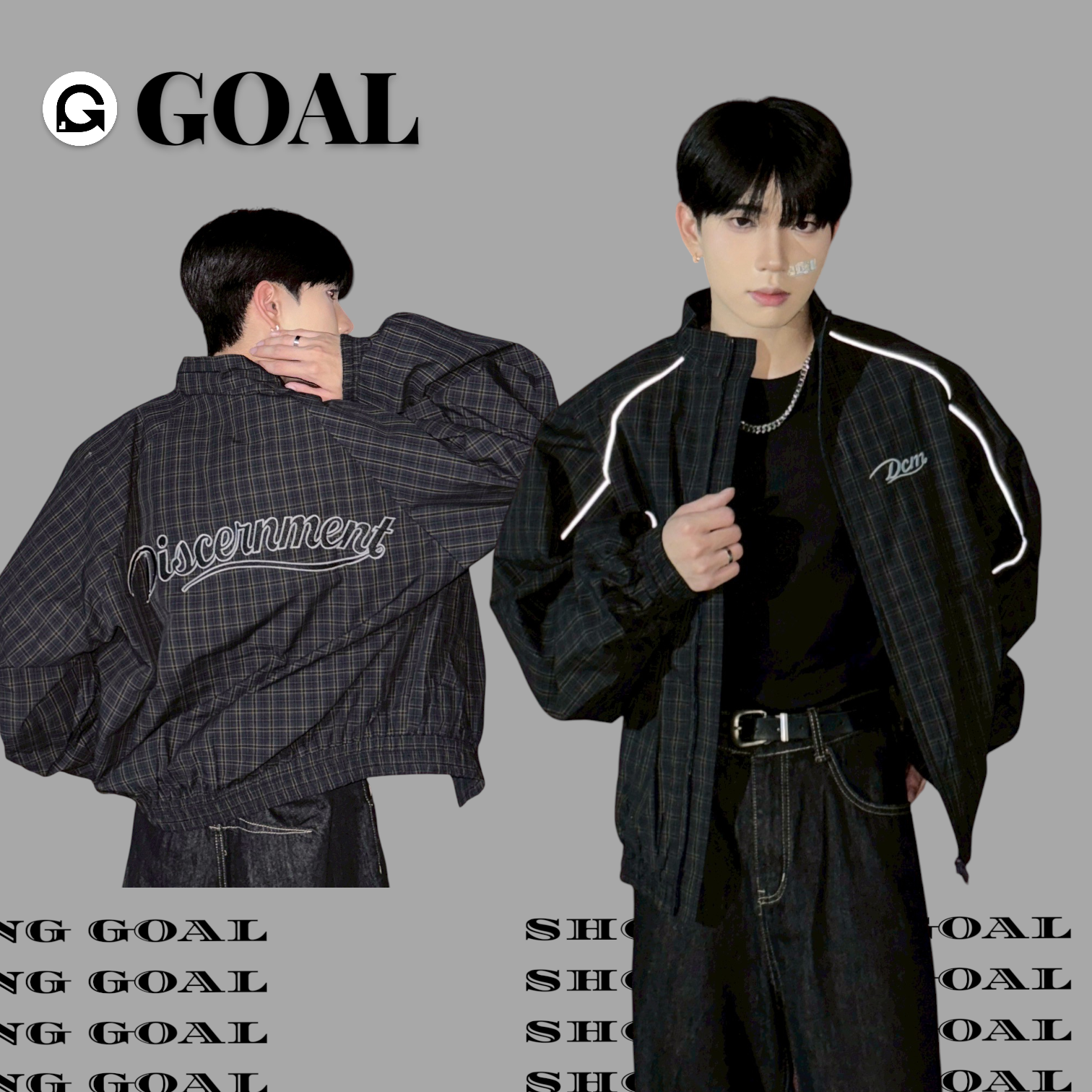 (GOAL) DCM拼接格紋外套 防風外套 308