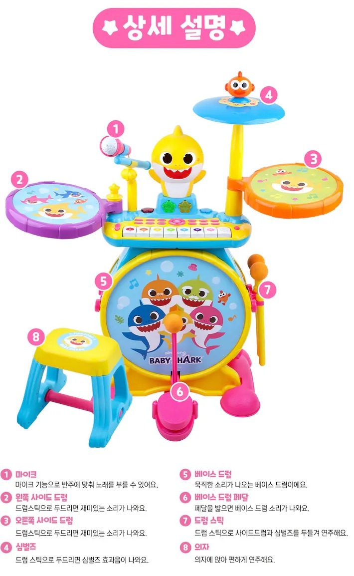 韓國直送🇰🇷 Baby Shark 新款打鼓套裝