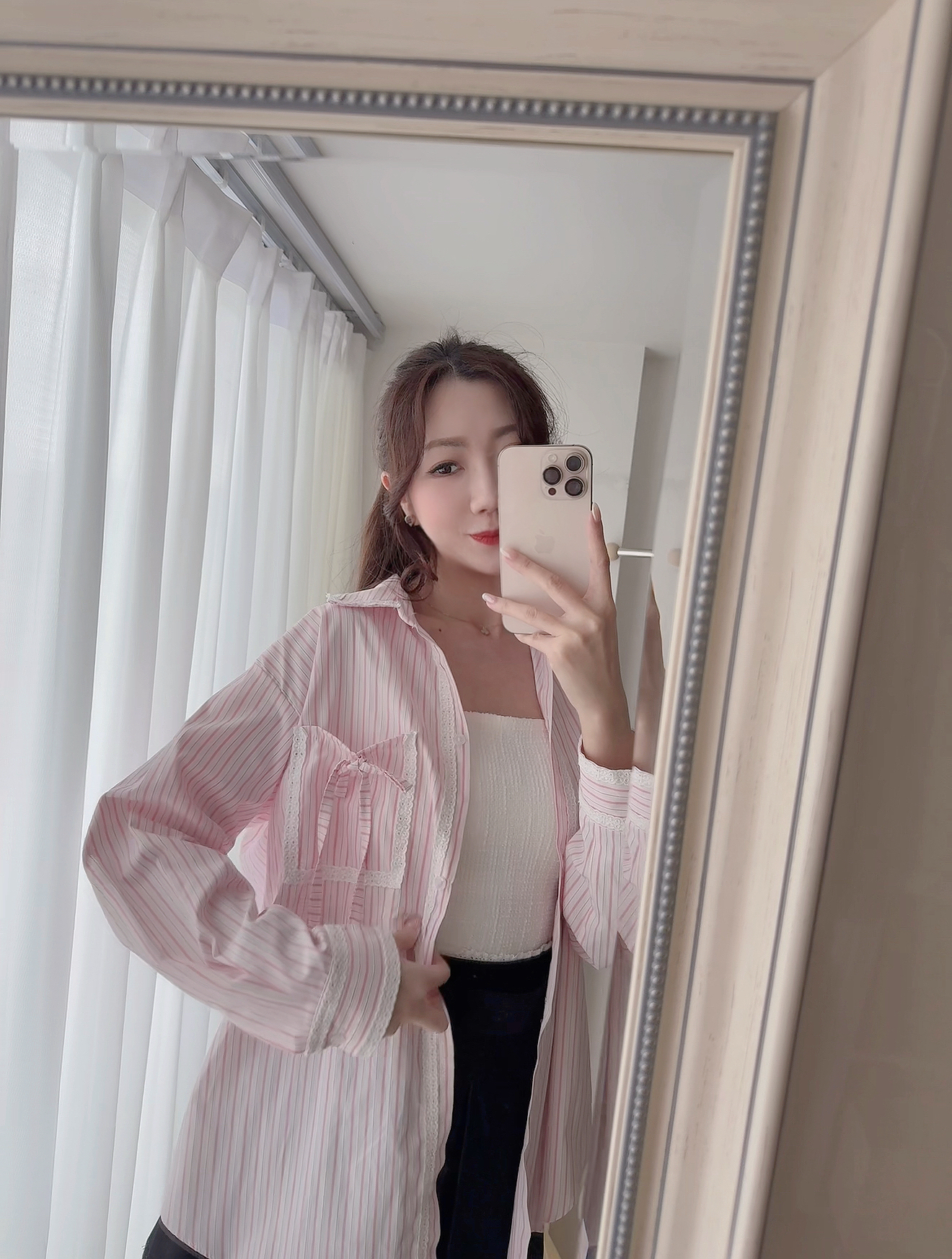*BJ2 MADE SERIES* Amélie Lace Trim Bow-Tie Pink Stripe Blouse 🎀 LIVE 1004