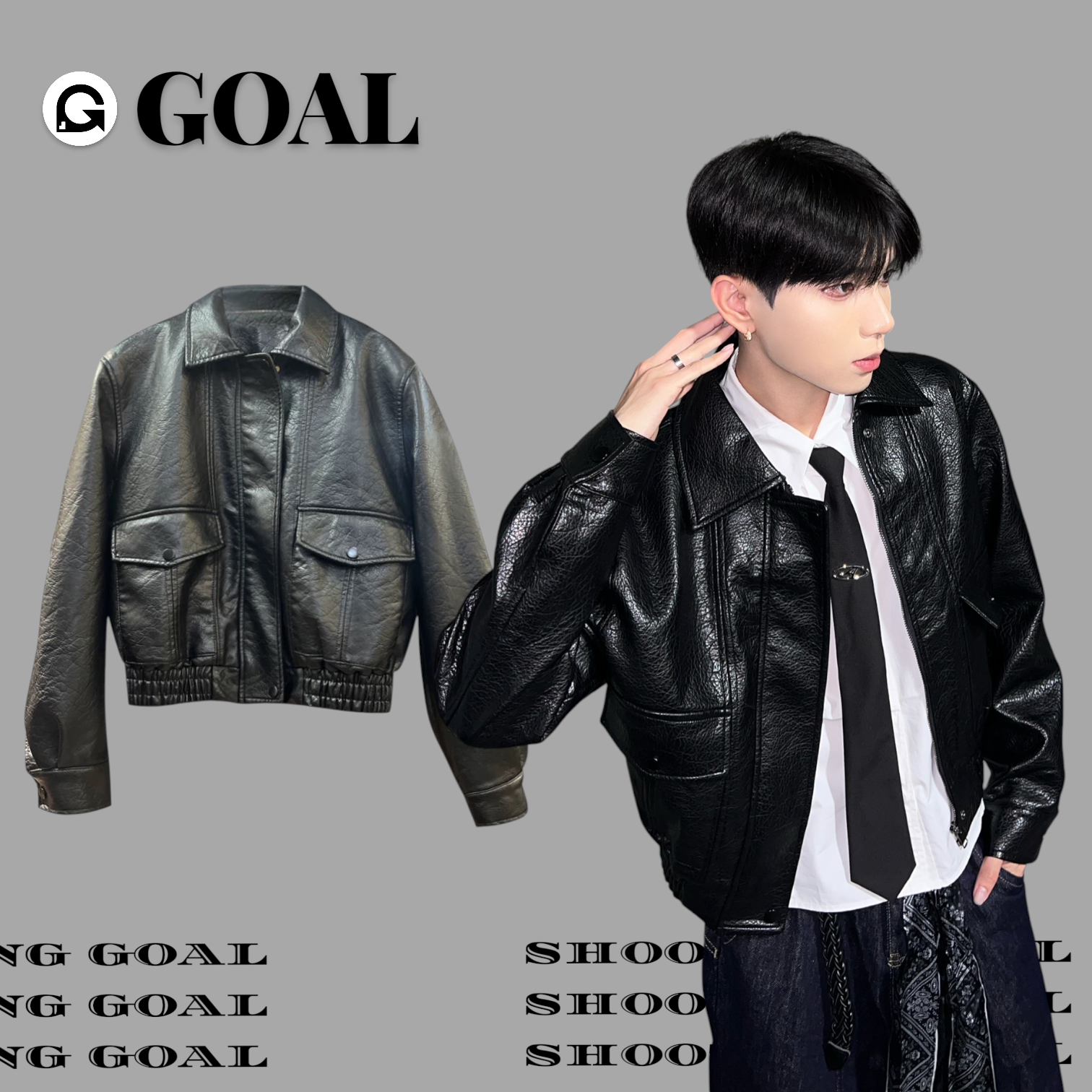 (GOAL) 美式復古機車短版皮外套  88899