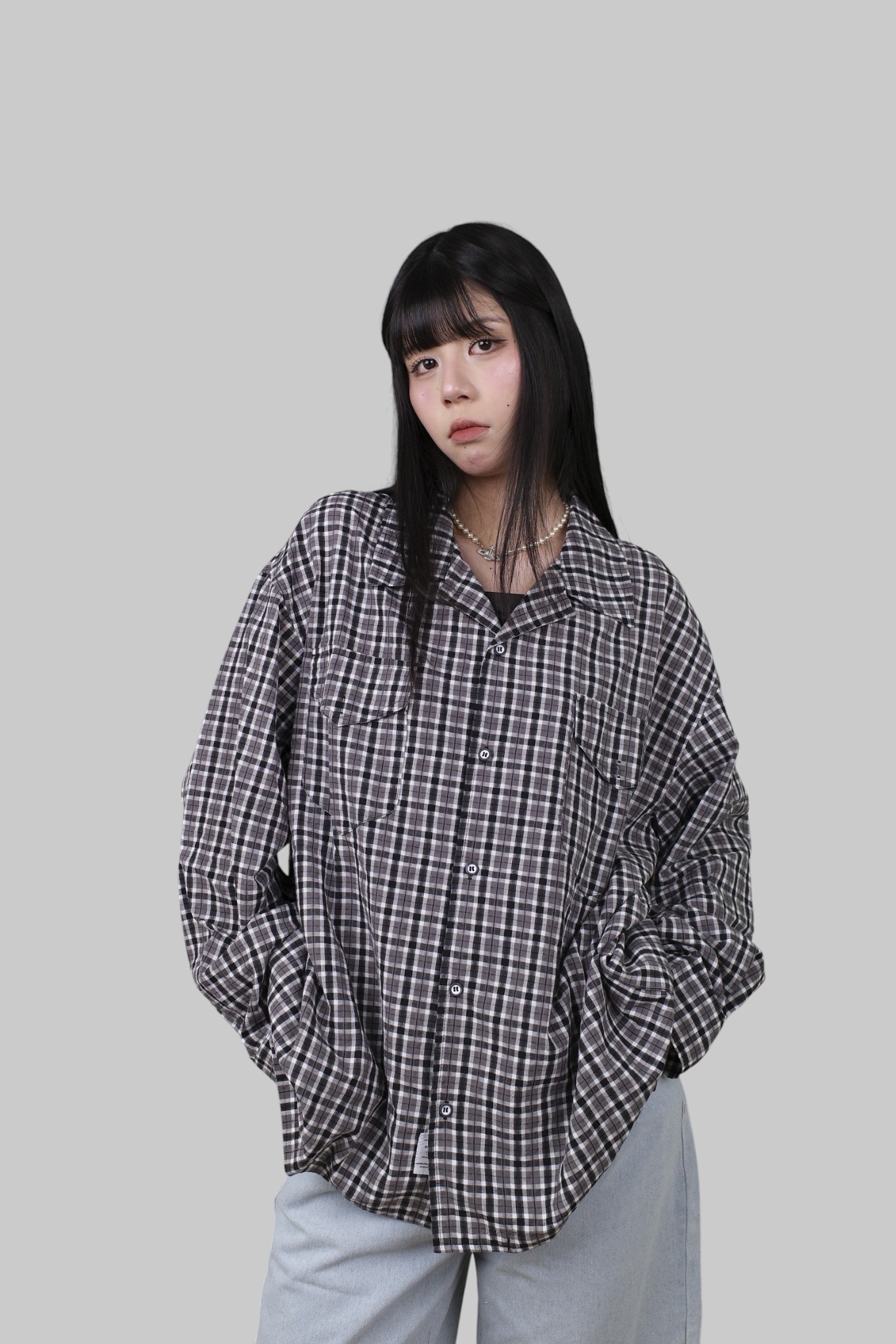 『Always_Good』CITYBOY 闊版 古巴領 格紋 長袖襯衫