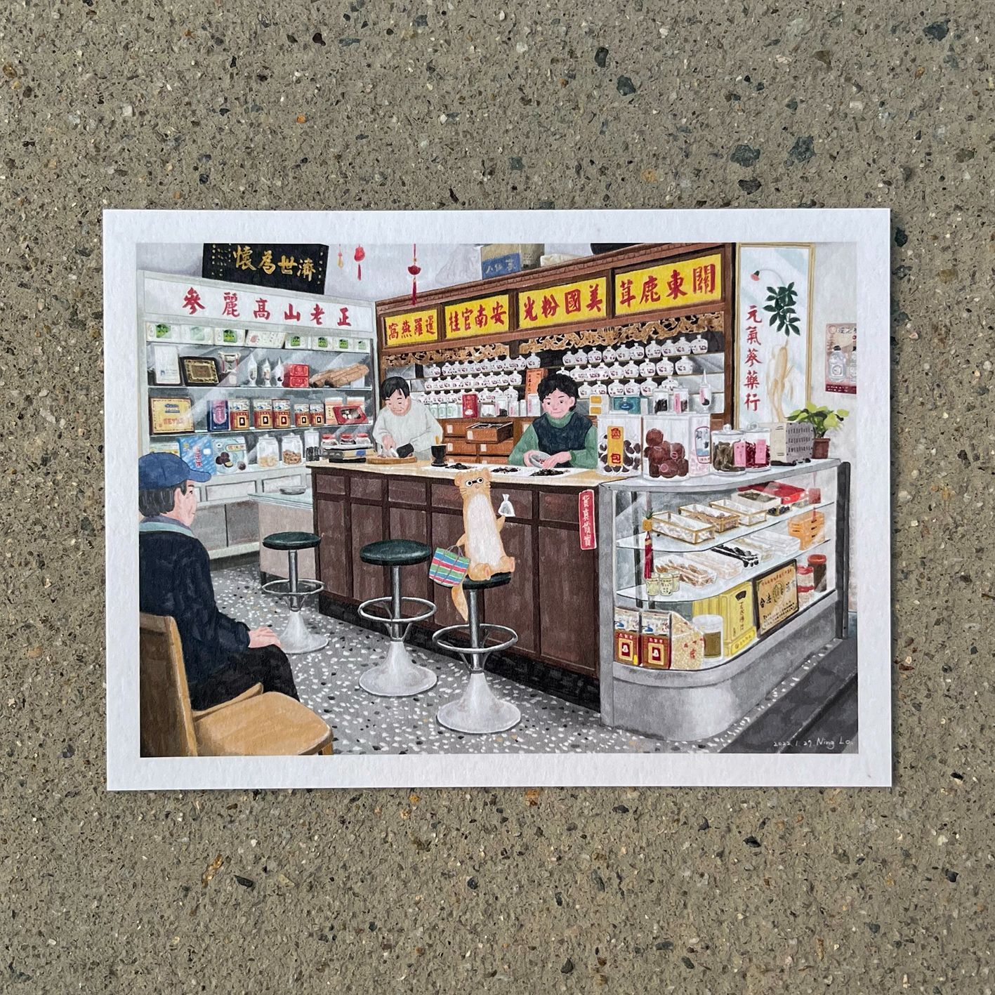 元氣中藥行_活所在系列 插畫明信片｜羅寗 Lo Ning