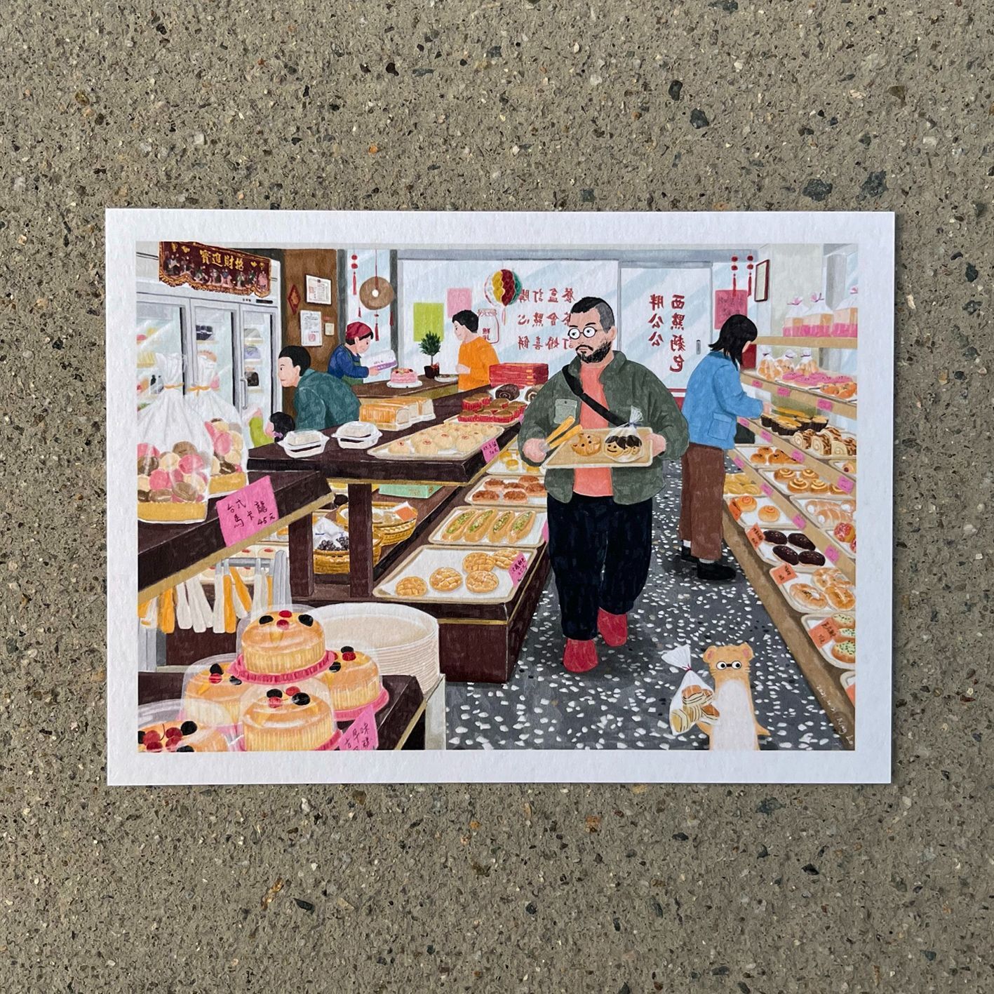 胖公公西點麵包  _活所在系列 插畫明信片｜羅寗 Lo Ning