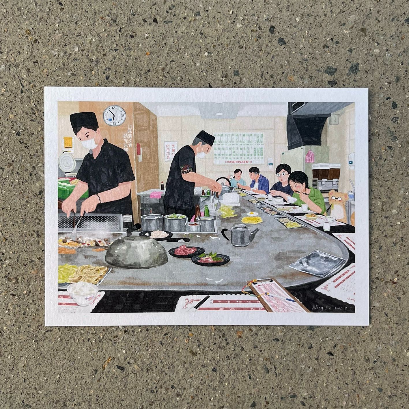 鏗鏘鐵板燒 _活所在系列 插畫明信片｜羅寗 Lo Ning