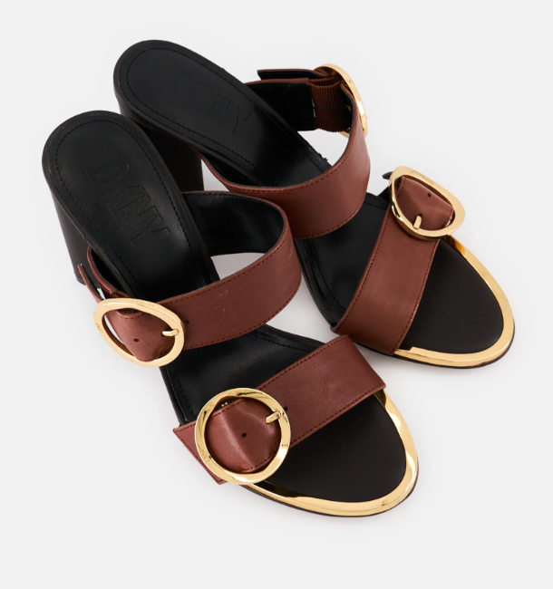 [S] DKNY STATEN DOUBLE BAGN SANDALS TEXAS CALF LEATHER,SADDLE, K1356142-SAD [FINAL SALE] (SD648)