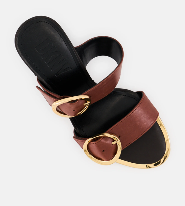 [S] DKNY STATEN DOUBLE BAGN SANDALS TEXAS CALF LEATHER,SADDLE, K1356142-SAD [FINAL SALE] (SD648)