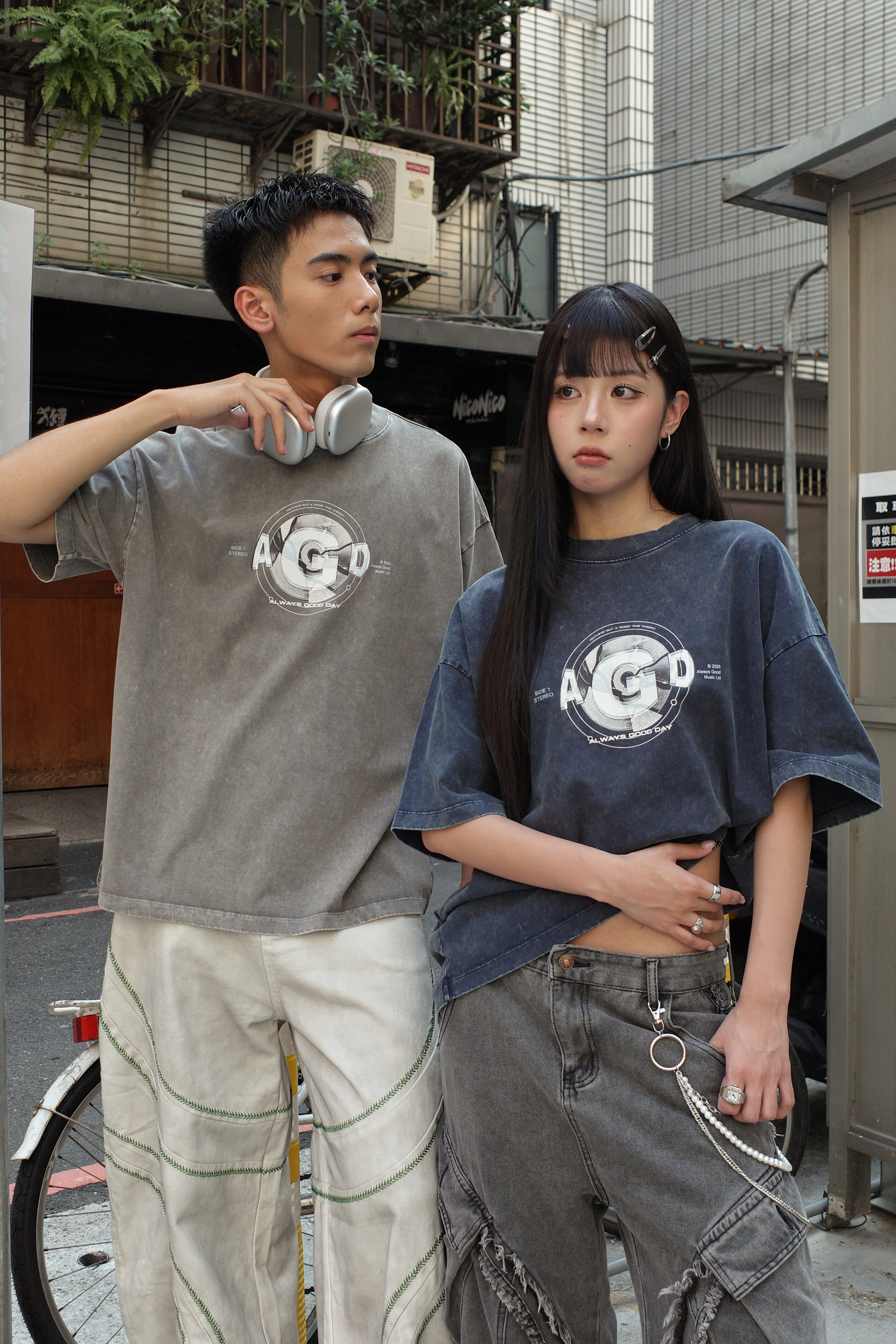 『AlwaysGoodDay』AGD 黑膠封面 水洗 重磅 短Tee