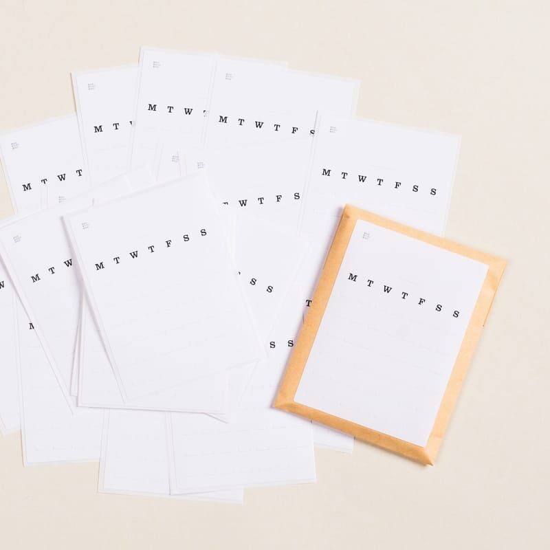 淡色格線 自填小月曆貼紙 35張 ｜1/1工作室