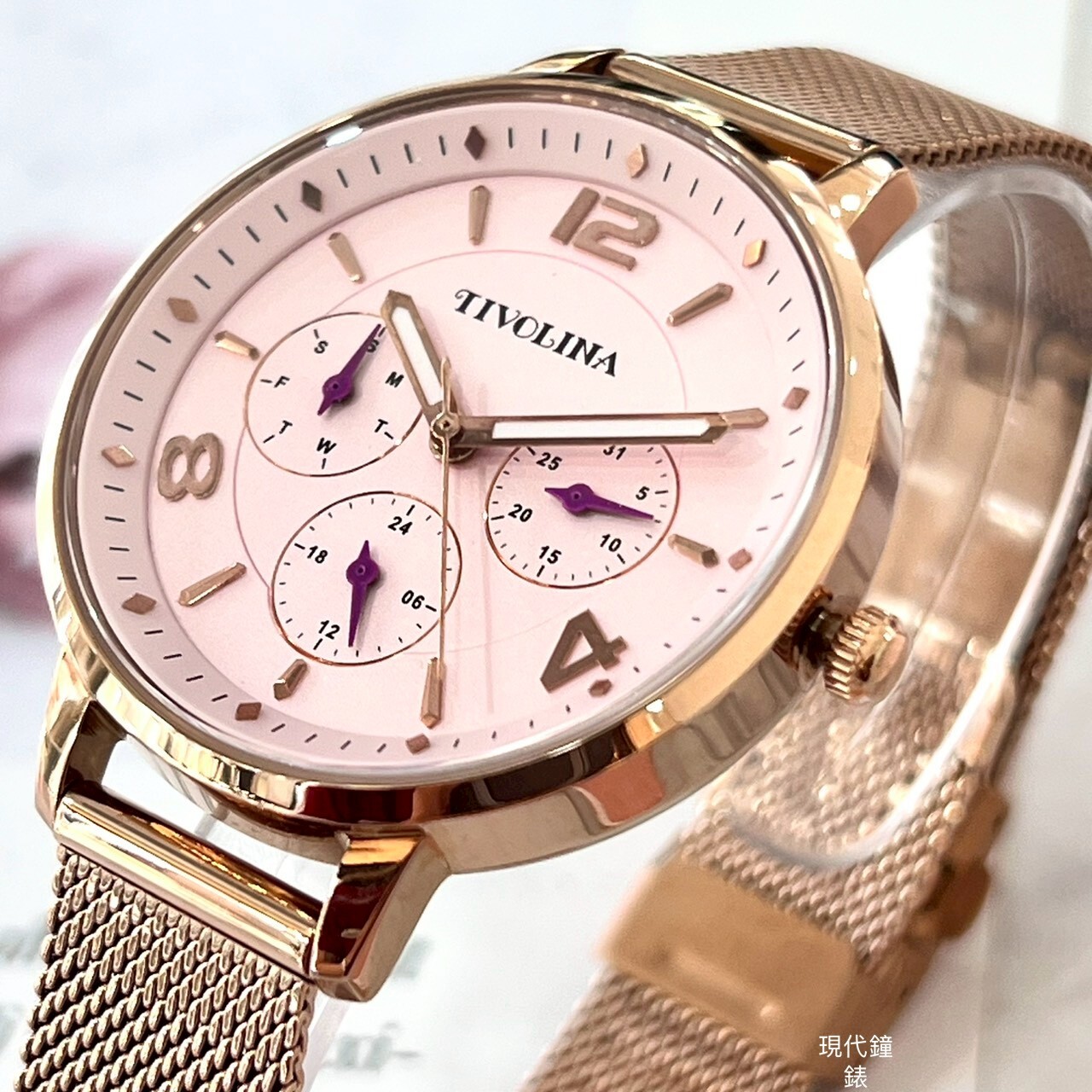 【TIVOLINA 小紅帽】品味氣質三眼女錶 MAG7008-PP 37mm  現代鐘錶