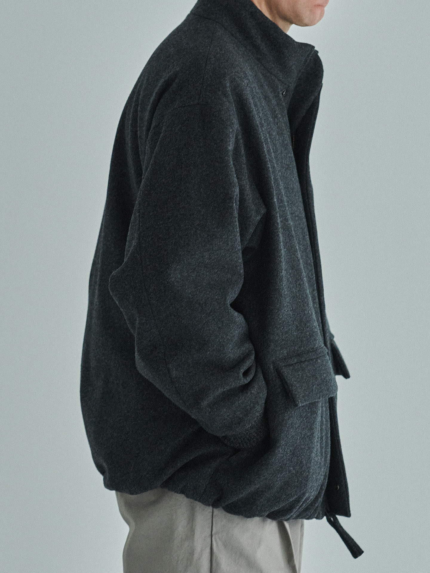 ジャケット・アウター 25AW STILL BY HAND Padded Wool Blouson Still By Hand Padded Wool Blouson - Charcoal | Wallace Mercantile Shop