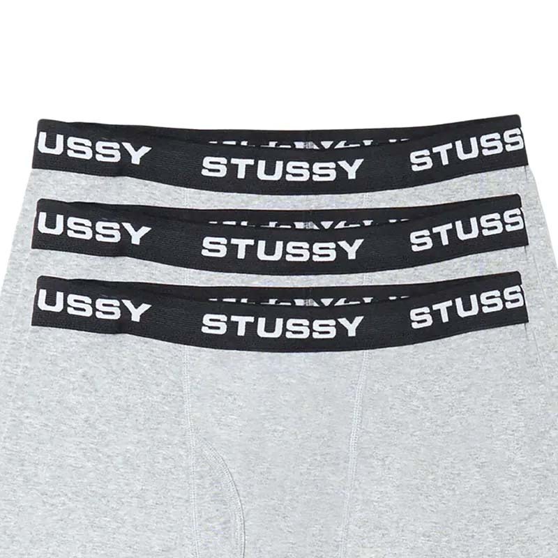 Stussy Boxer Briefs 3 Pack Grey 三件一組 純棉四角內褲 灰色 112251-GR [台灣現貨]