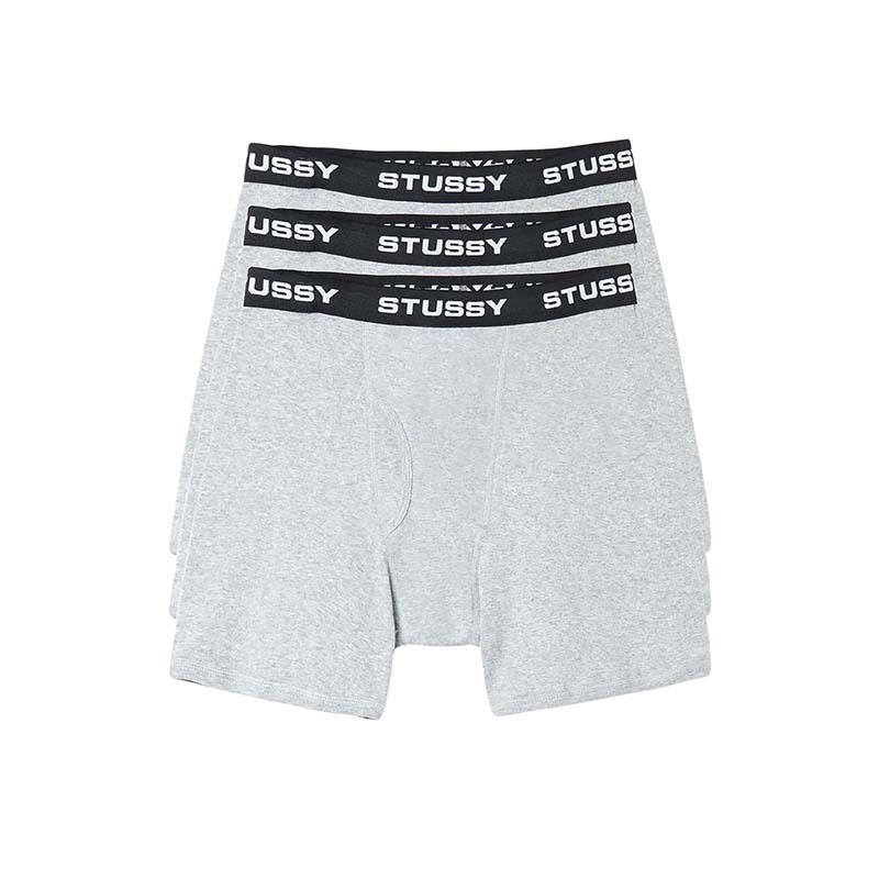 Stussy Boxer Briefs 3 Pack Grey 三件一組 純棉四角內褲 灰色 112251-GR [台灣現貨]