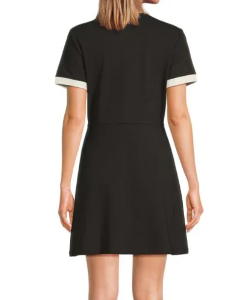 [S] KARL LAGERFELD BLACK SHORT SLEEVE POLO SPORT DRESS, L5TD7429-BLK (SKL1357)