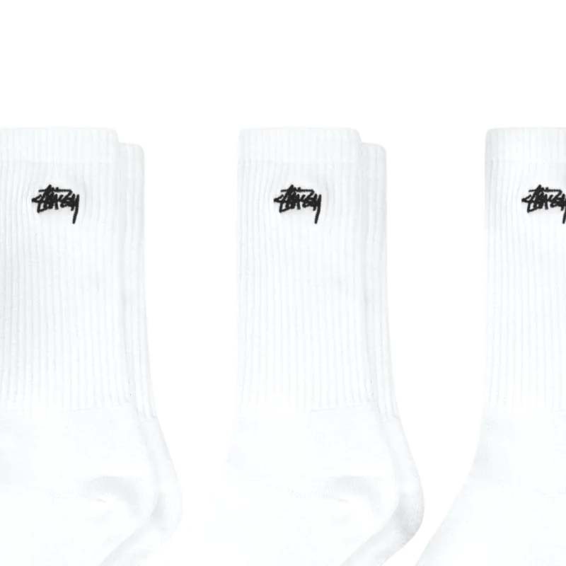 Stussy Crew Socks 3 Pack White 長襪 三雙一組 白色 138775-WE [台灣現貨]