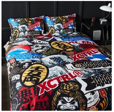 日式爆炸貼四件套床包組-雙人(兩用被)