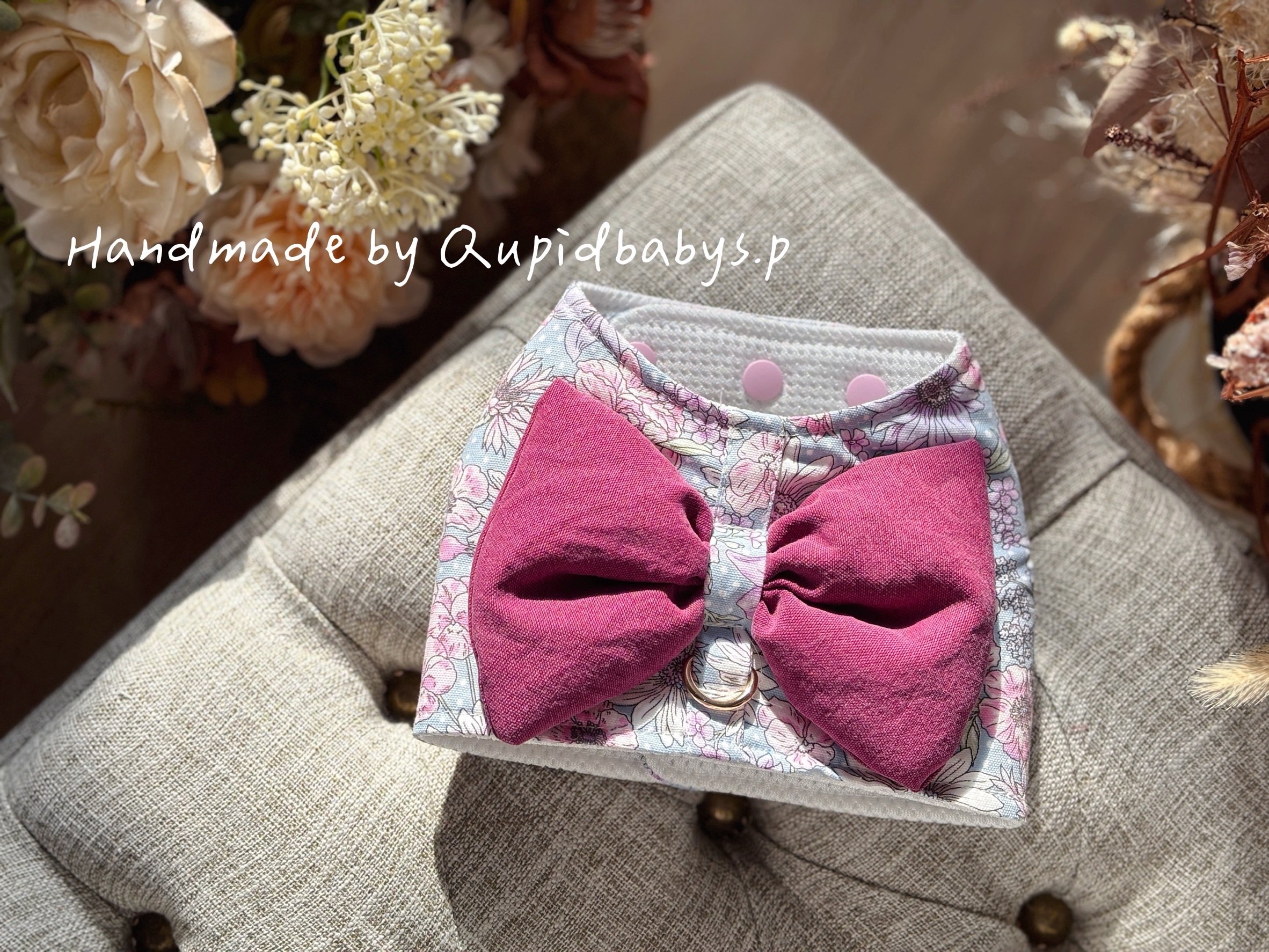 霧藍水玉花朵 男爵胸背衣(M)