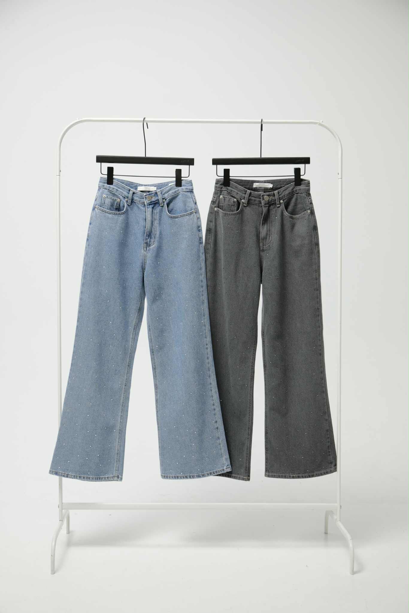 NY41 小奢華水鑽單寧褲