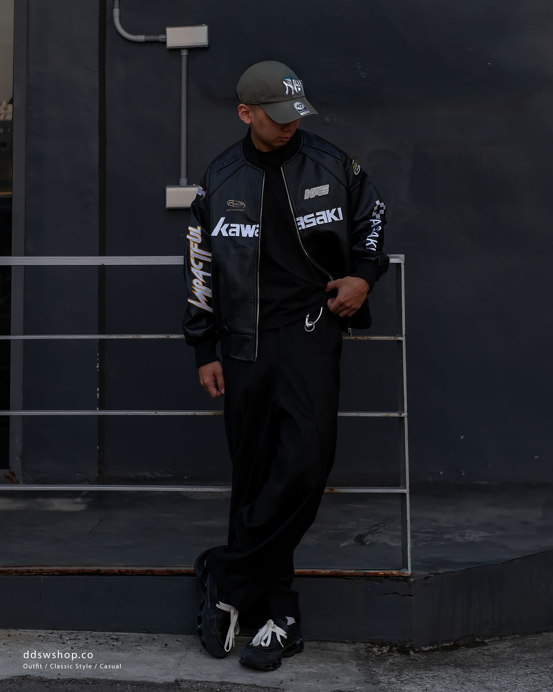 "代購" Kawasaki 美式復古 刺繡皮外套