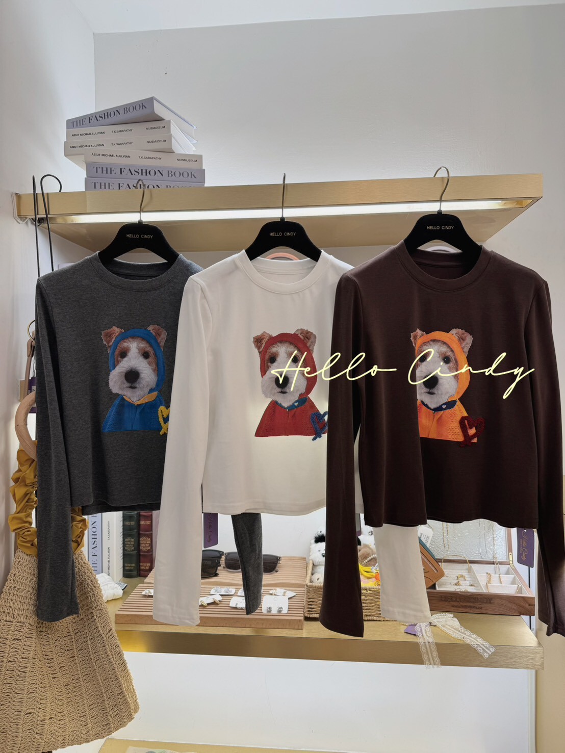 B10050 -可可愛愛頭巾狗狗微短版長袖棉質上衣