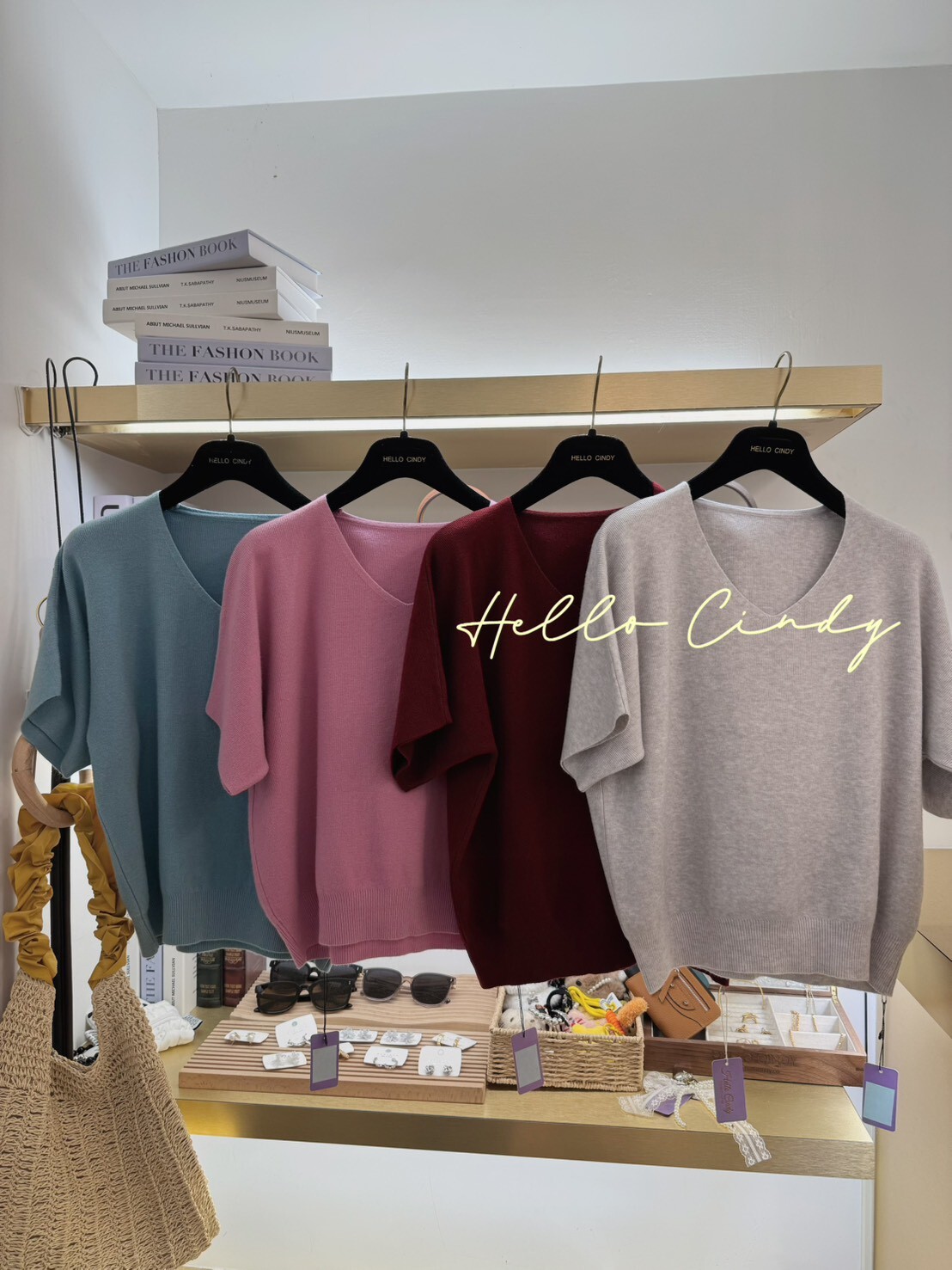 B10030 -超柔軟V領糖果色針織上衣