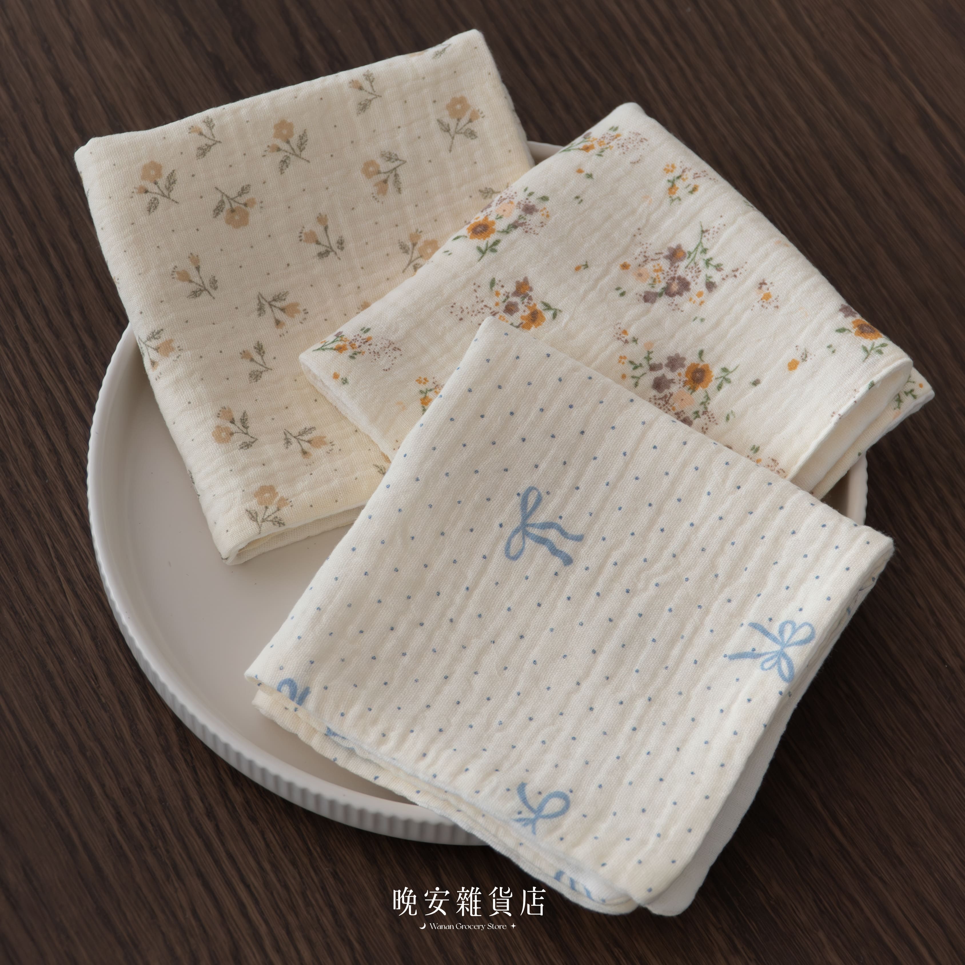 【透氣親膚】純棉碎花紗布擦手巾｜方巾 手巾