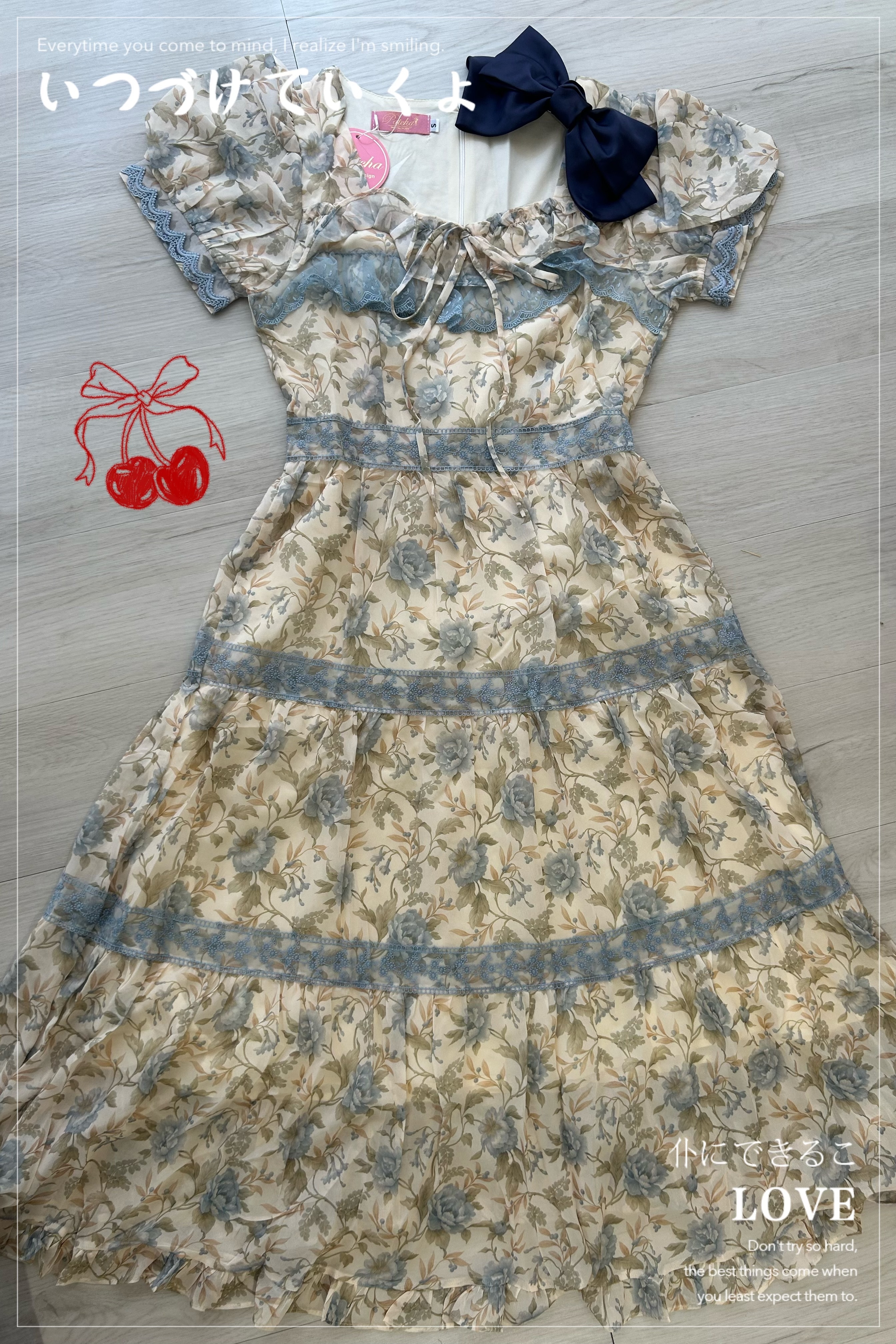 朵塔-韓風家藍色拼接洋