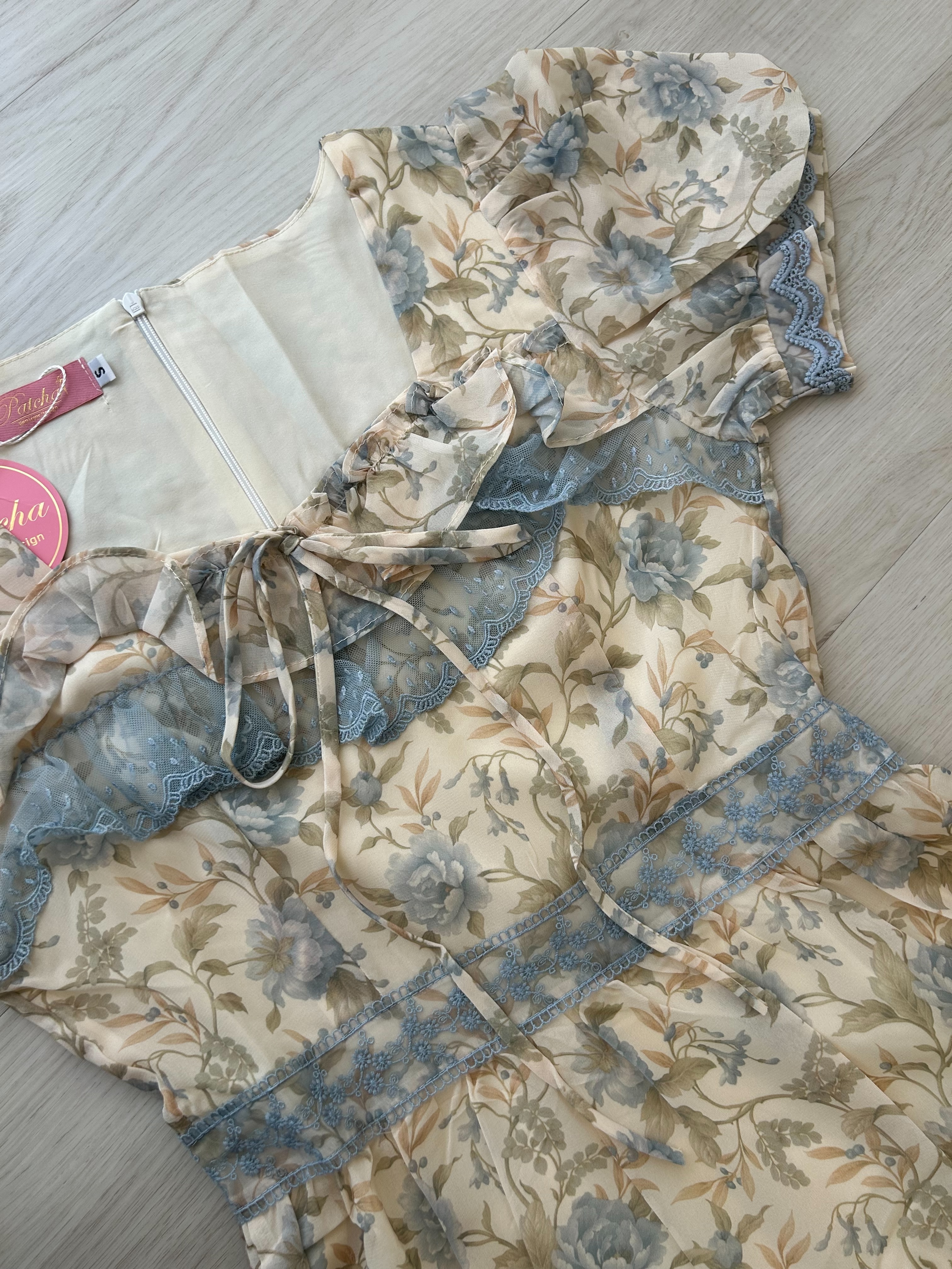 朵塔-韓風家藍色拼接洋