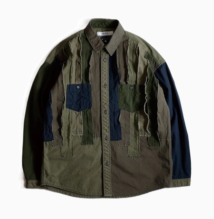 10/7 UPDATED: FDMTL JAPAN 2025 A/W OBI STRIPE SHIRT RINSE (FA25SH45B) - OLIVE PRE ORDER ITEM (預訂中)