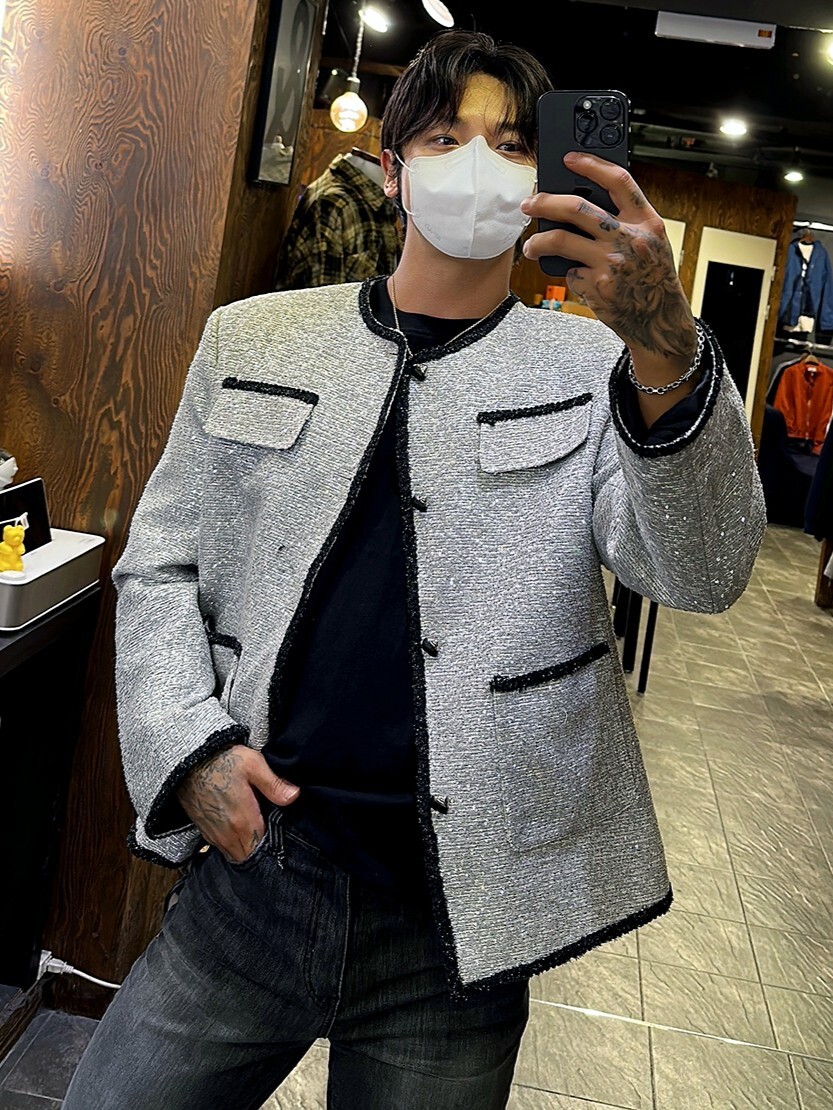 銀級粗花呢小香外套