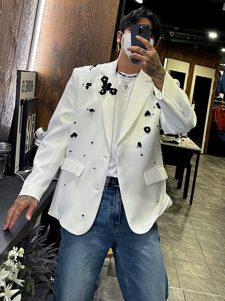 寶石花卉西裝外套