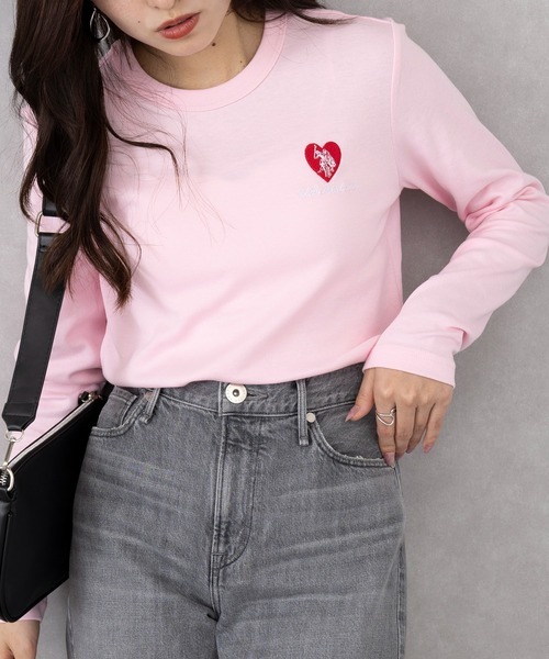 日本🇯🇵連線 U.S. POLO ASSN. 心型刺繡長袖T恤 刺繡 愛心 長袖 簡約 4色(任買兩件711免運)/預購