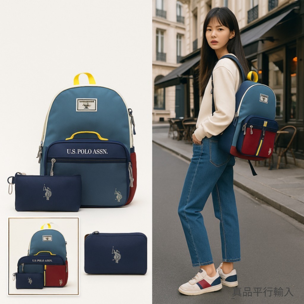 【預購】U.S. Polo Assn. H100754 16吋拼色背囊