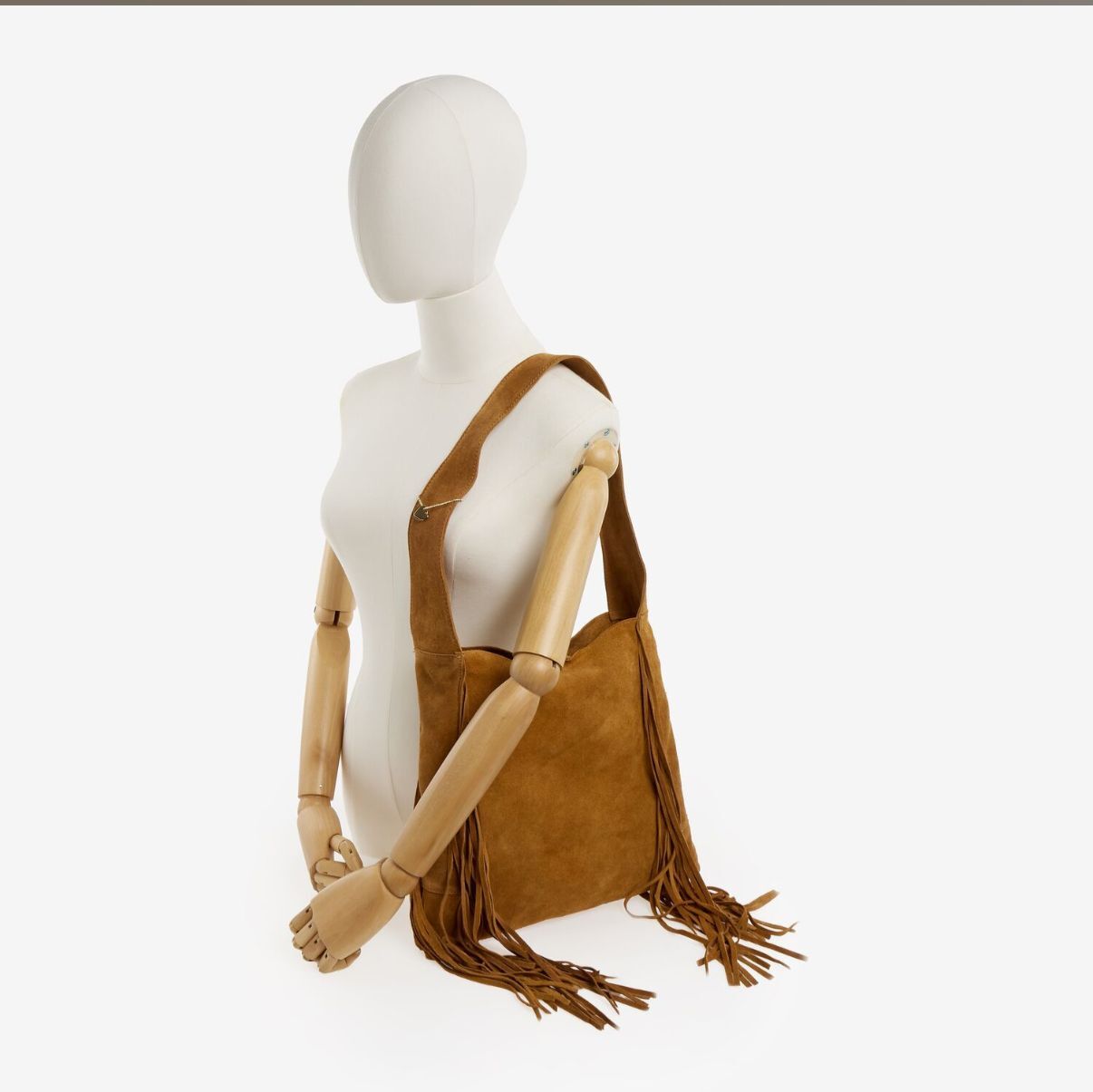英國代購 (獨立訂單)-BRAMPTON Brown Suede Fringe Shoulder&nbsp;Bag