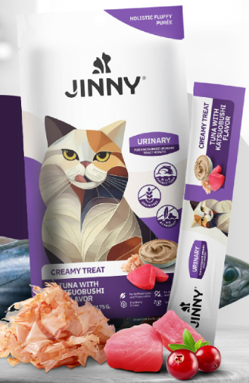 泰國JINNY CREAMY TREAT 吞拿魚&柴魚片口味肉醬 75g (5支裝)