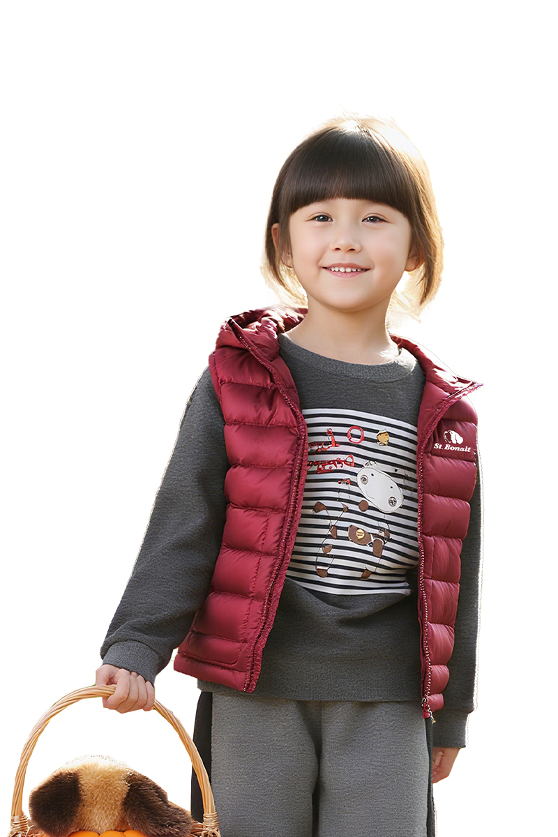 頂級白鴨絨 連帽羽絨背心│童款 8113