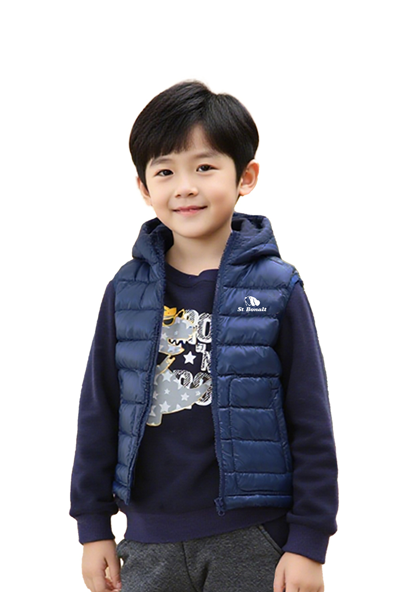 頂級白鴨絨 連帽羽絨背心│童款 8113