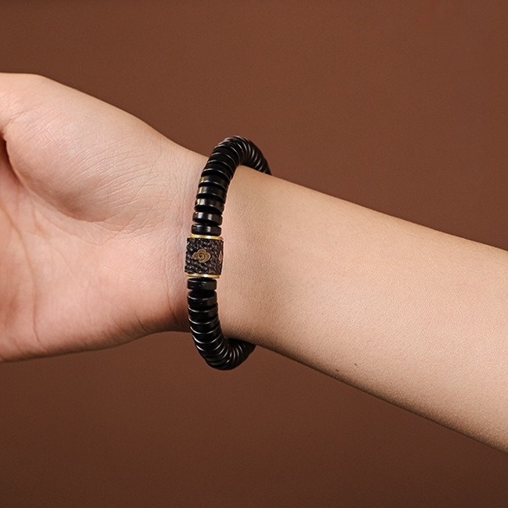 手鍊 椰殼手環 串珠手鍊 藥片珠手串 算盤珠手串 飾品女 祥雲珠手鍊 黑檀嵌銅飾品 配飾 099