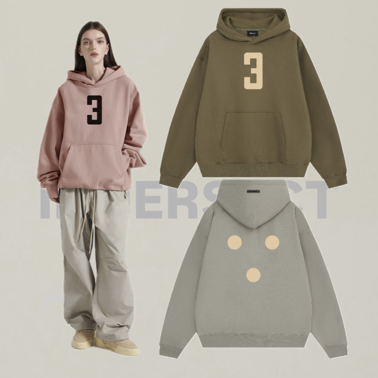 陳冠希 Clot INNERSECT 三生萬物 FOG ESSENTIAL 胸口數字3 背後三點 連帽上衣 帽TEE 帽踢 INN25FWTHD619